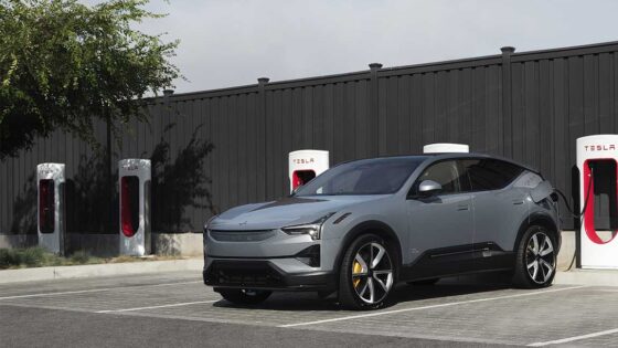 Polestar 4 Charging at Tesla Supercharger